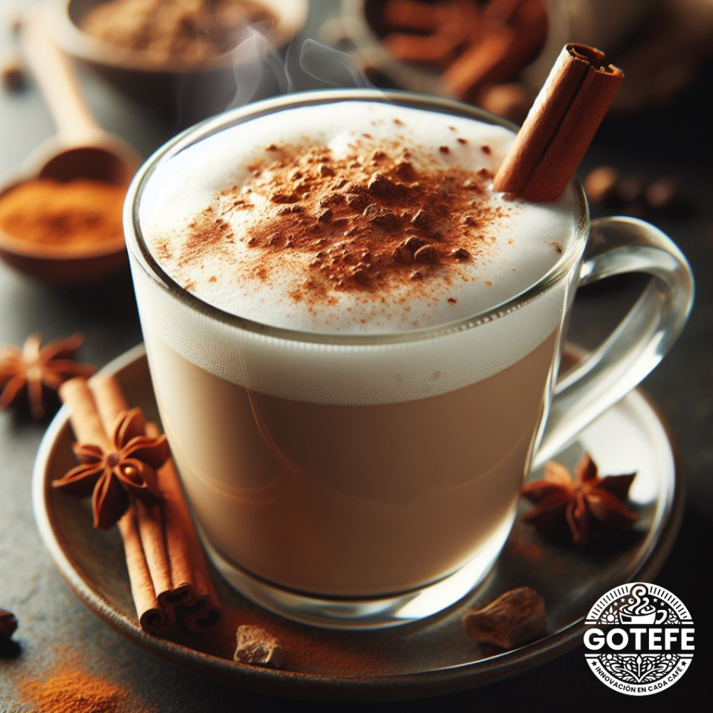 Imagen de receta con café caliente y una preparación de Chai Latte